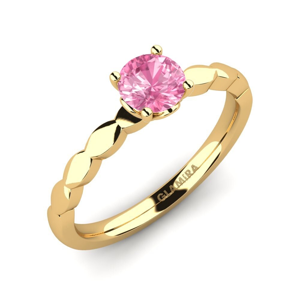 9k Oro Amarillo Zafiro Rosado Anillo de compromiso Effie 0.5 crt