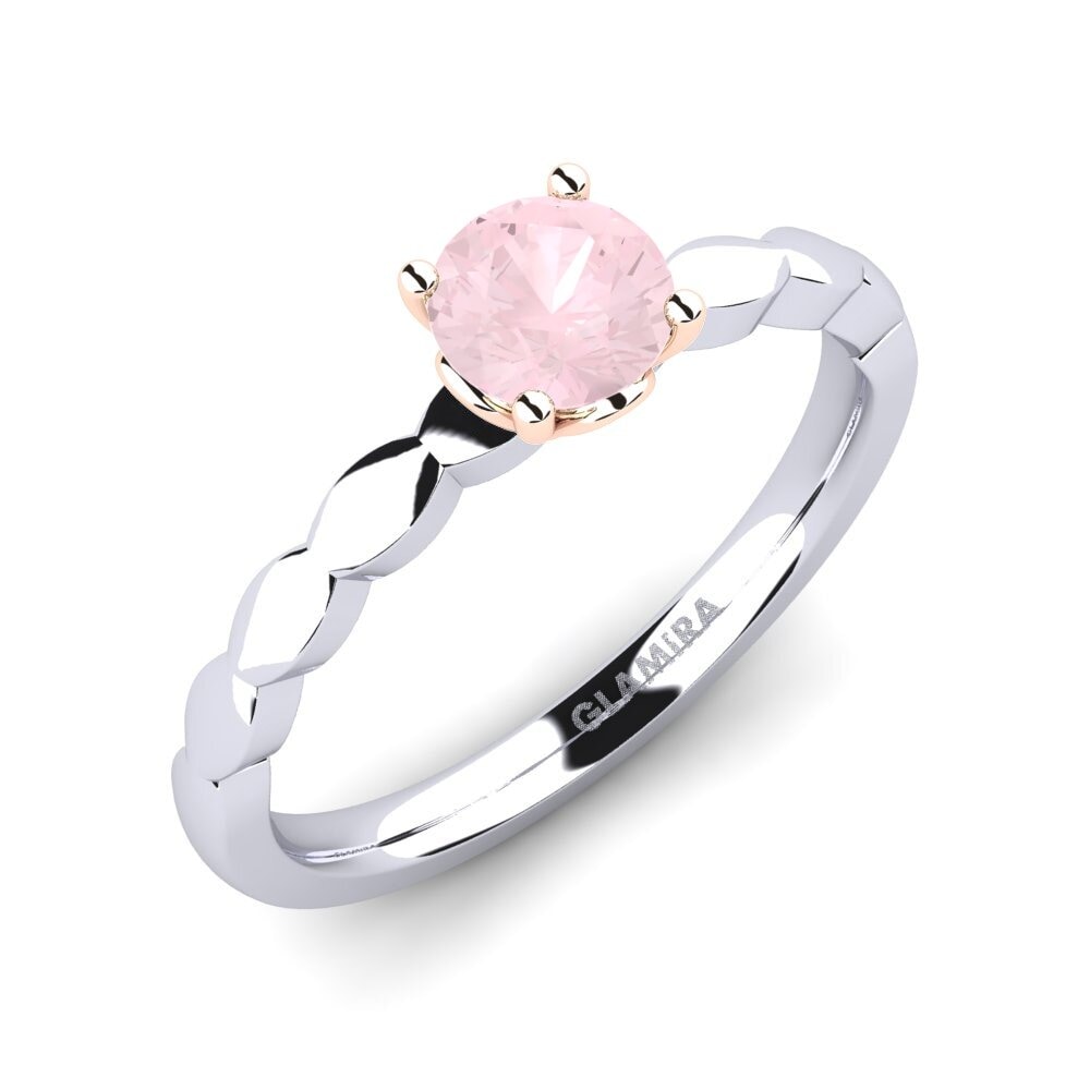 14ct White & Rose Gold Rose Quartz Engagement Ring Effie 0.5 crt