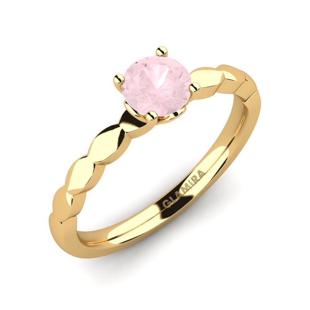 14ct Yellow Gold Rose Quartz Engagement Ring Effie 0.5 crt