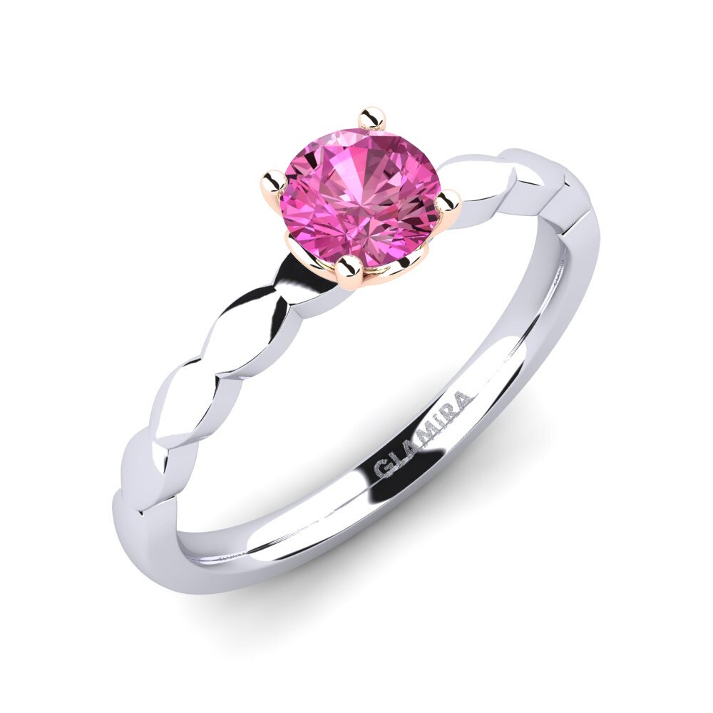 14ct White & Rose Gold Pink Topaz Engagement Ring Effie 0.5 crt