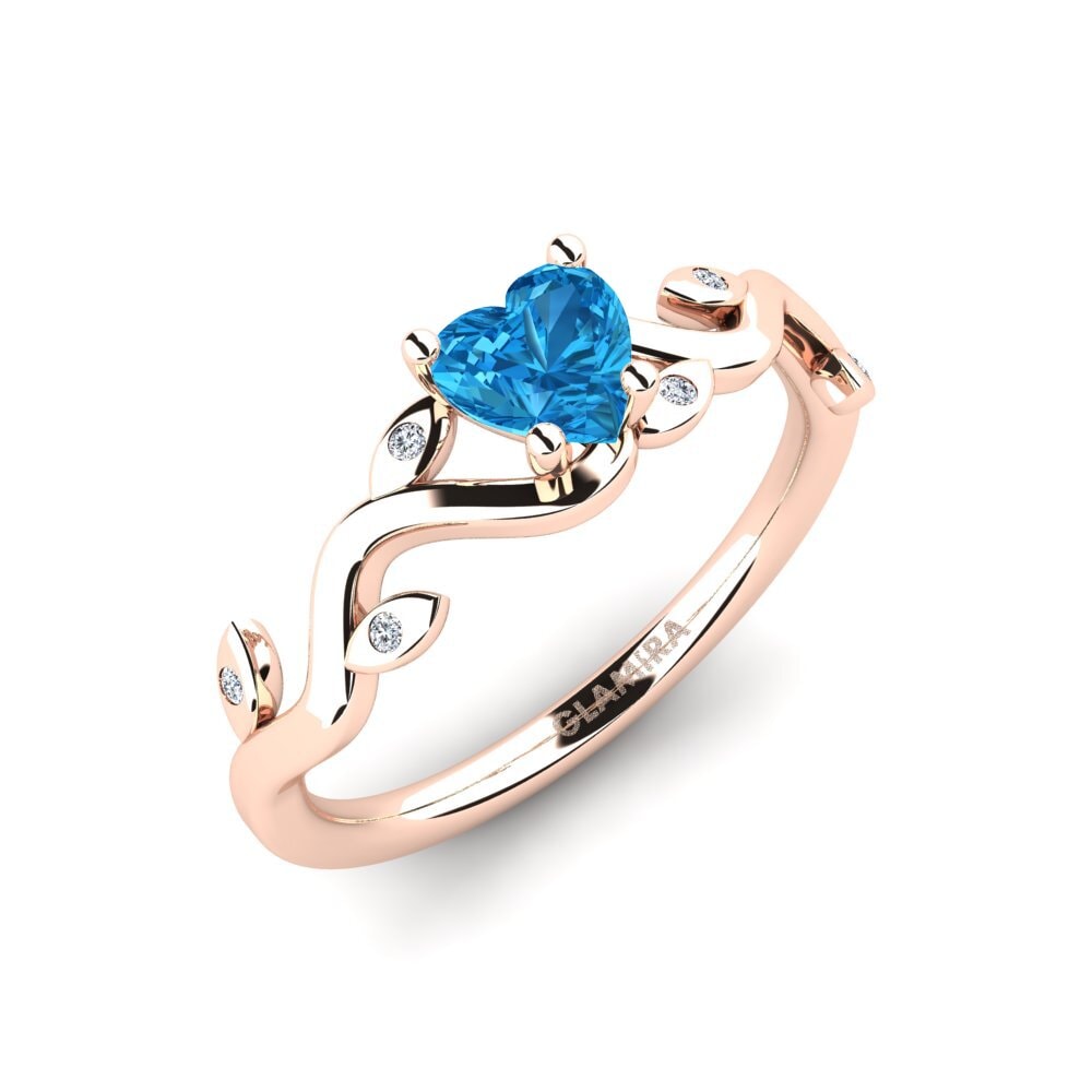 14ct Rose Gold Blue Topaz Engagement Ring Efrata