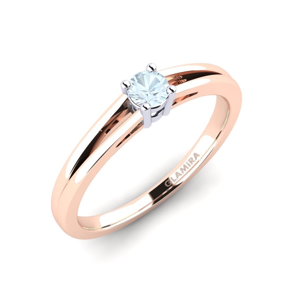 9ct Rose / White Gold Aquamarine Engagement Ring Ellie 0.16 crt