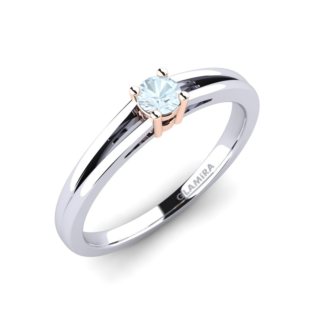 18ct White / Rose Gold Aquamarine Engagement Ring Ellie 0.16 crt