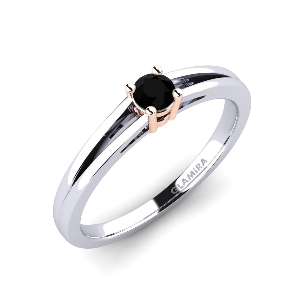 14ct White / Rose Gold Black Onyx Engagement Ring Ellie 0.16 crt