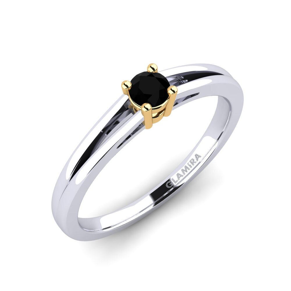 14ct White / Yellow Gold Black Sapphire Engagement Ring Ellie 0.16 crt