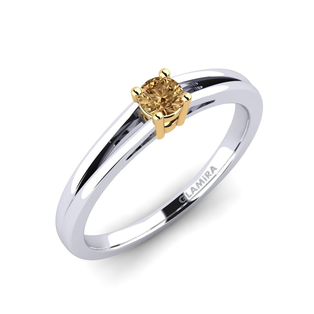 14ct White / Yellow Gold Brown Diamond Engagement Ring Ellie 0.16 crt