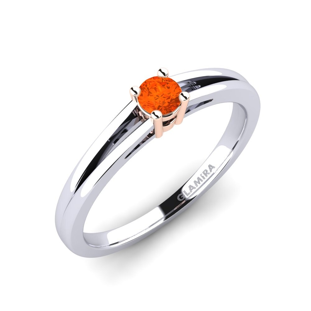 14ct White / Rose Gold Fire-Opal Engagement Ring Ellie 0.16 crt