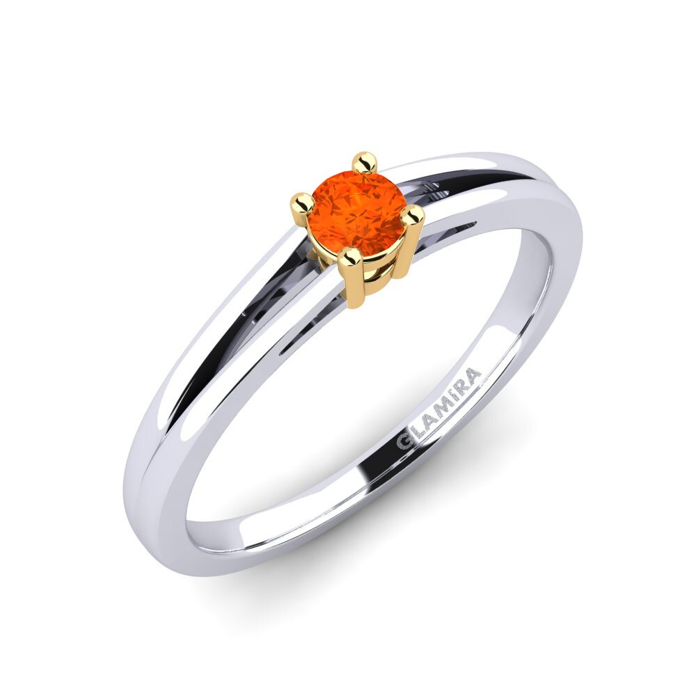 14ct White / Yellow Gold Fire-Opal Engagement Ring Ellie 0.16 crt