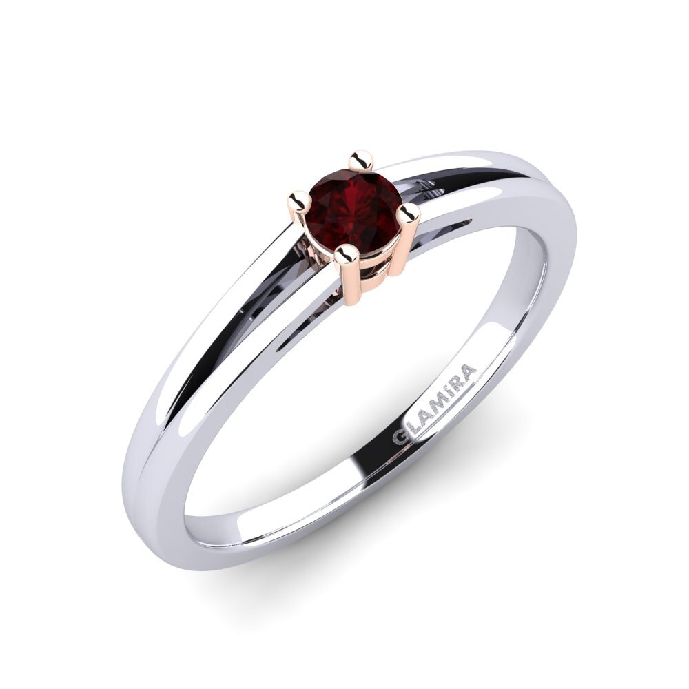 14ct White / Rose Gold Garnet Engagement Ring Ellie 0.16 crt