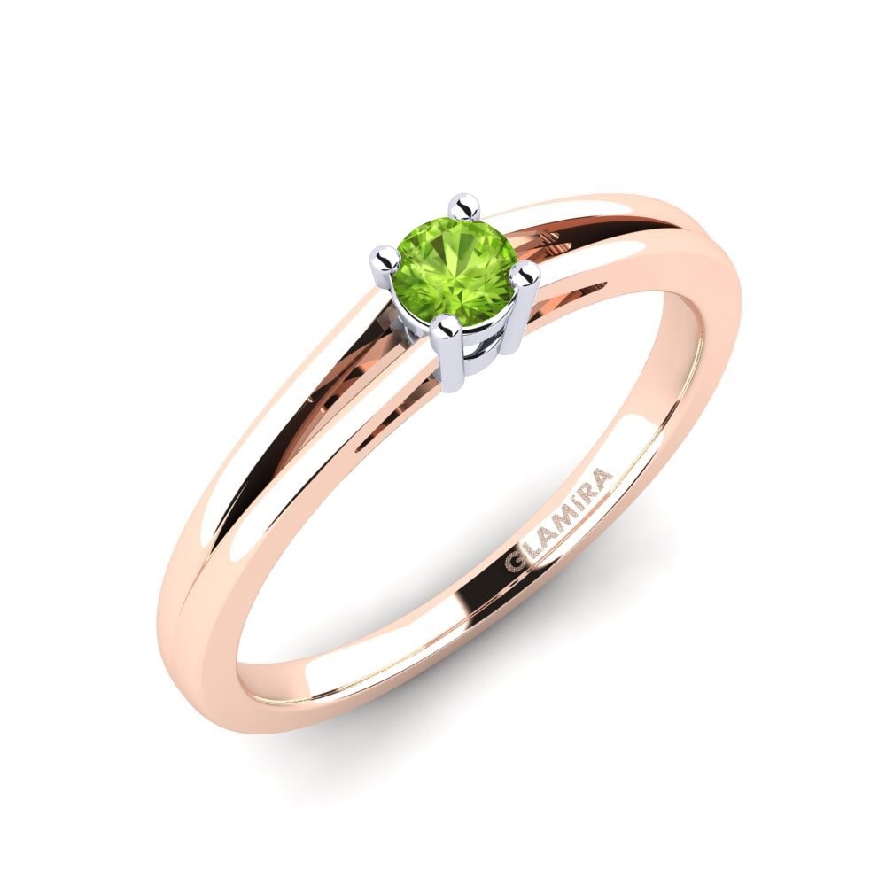 14ct Rose / White Gold Peridot Engagement Ring Ellie 0.16 crt