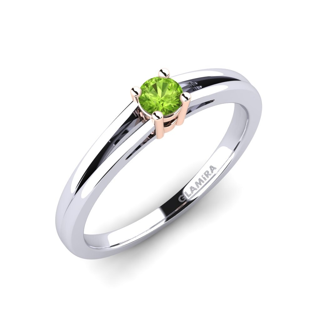14ct White / Rose Gold Peridot Engagement Ring Ellie 0.16 crt