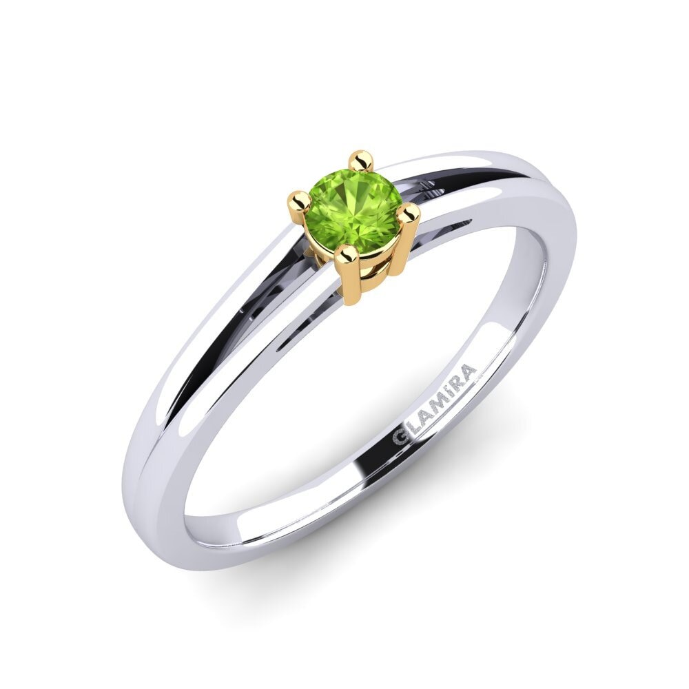 14ct White / Yellow Gold Peridot Engagement Ring Ellie 0.16 crt