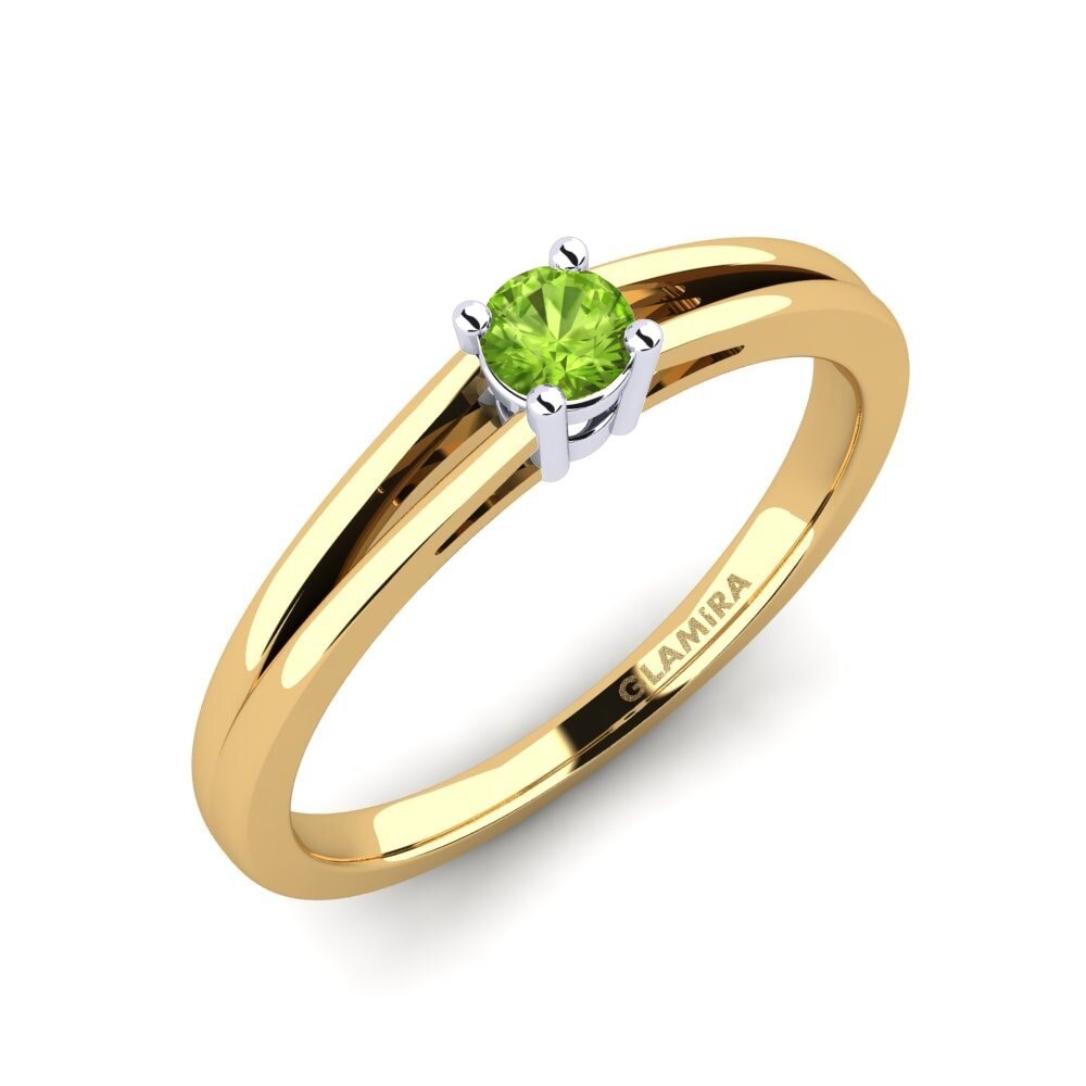 14ct Yellow / White Gold Peridot Engagement Ring Ellie 0.16 crt