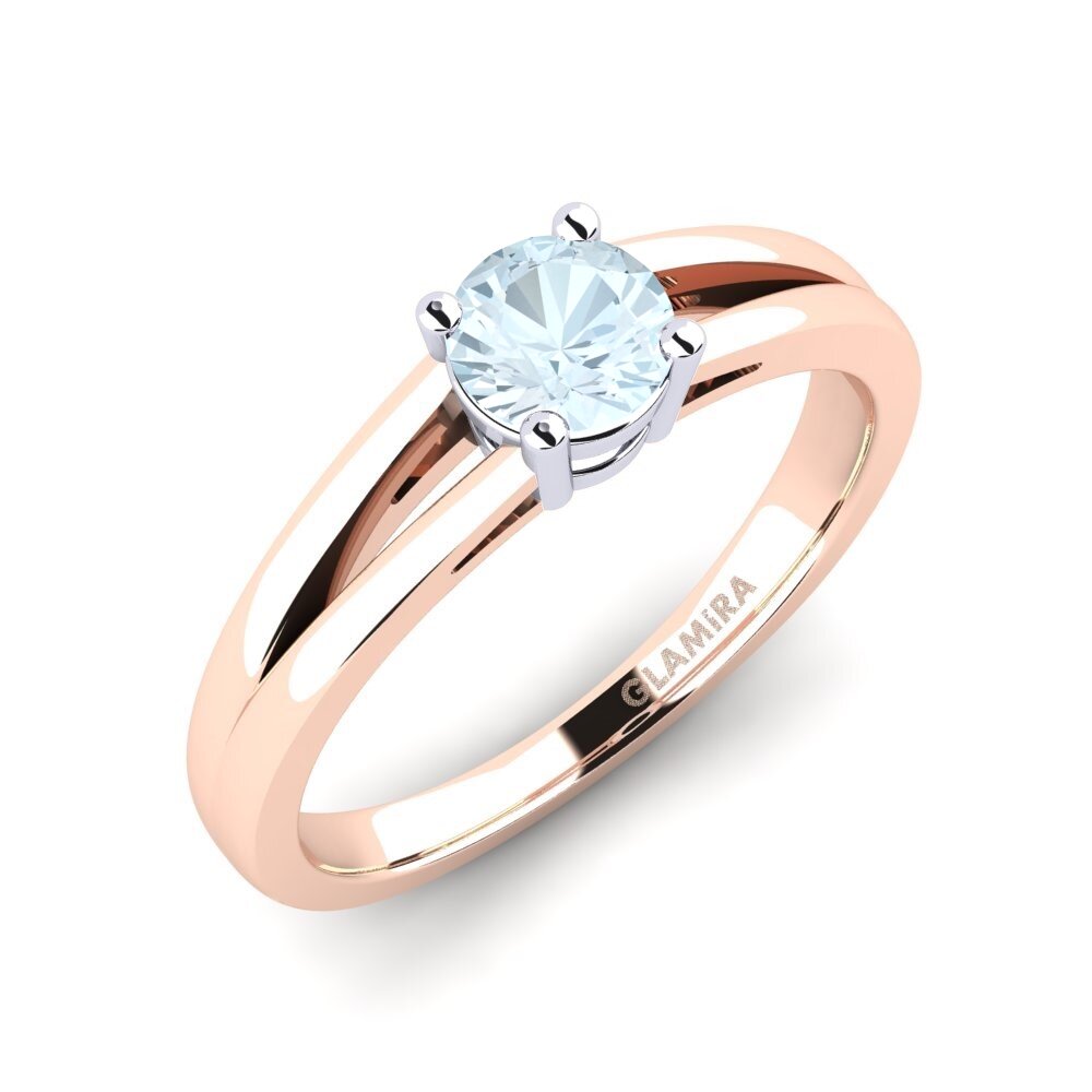18ct Rose / White Gold Aquamarine Engagement Ring Ellie 0.5 crt
