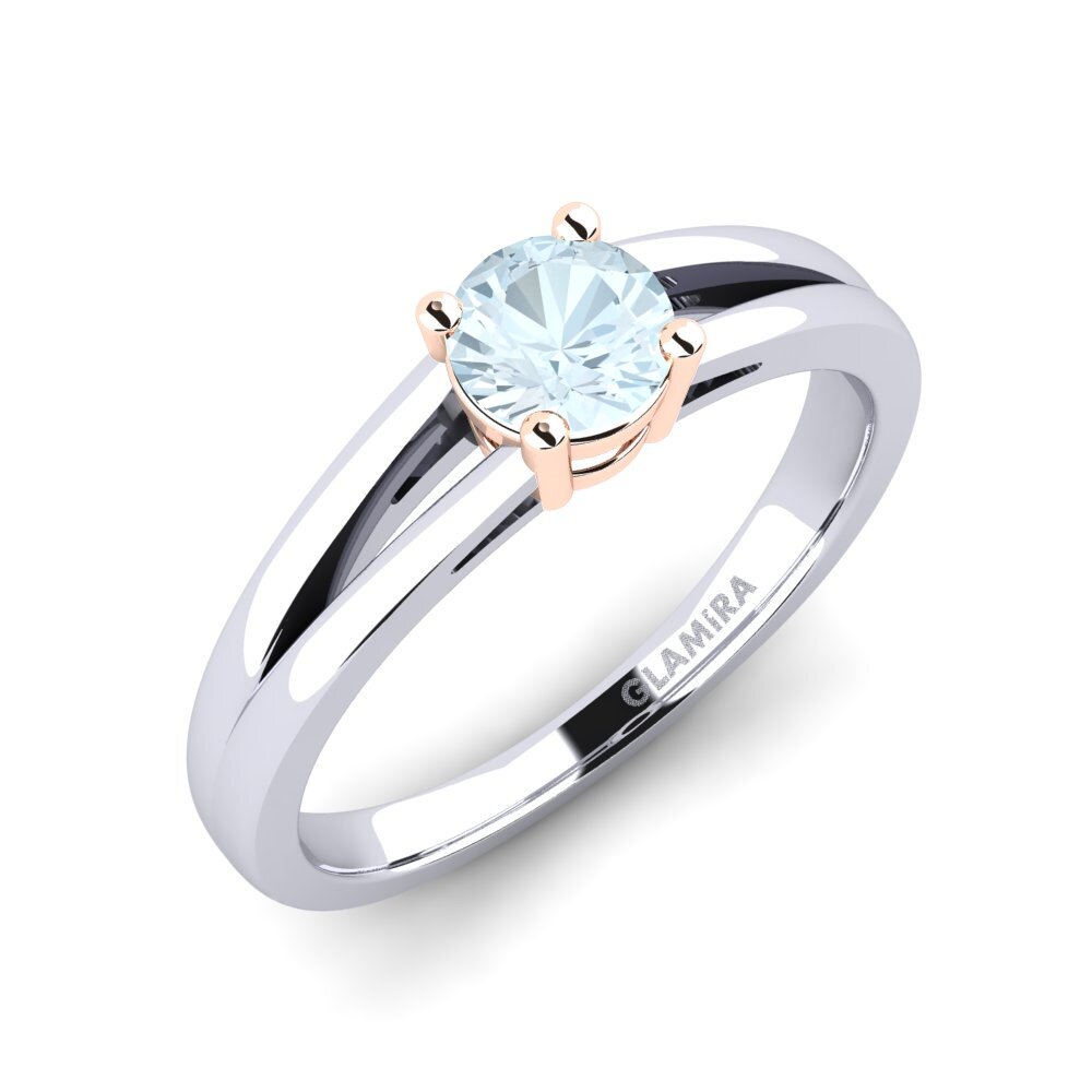 18ct White / Rose Gold Aquamarine Engagement Ring Ellie 0.5 crt