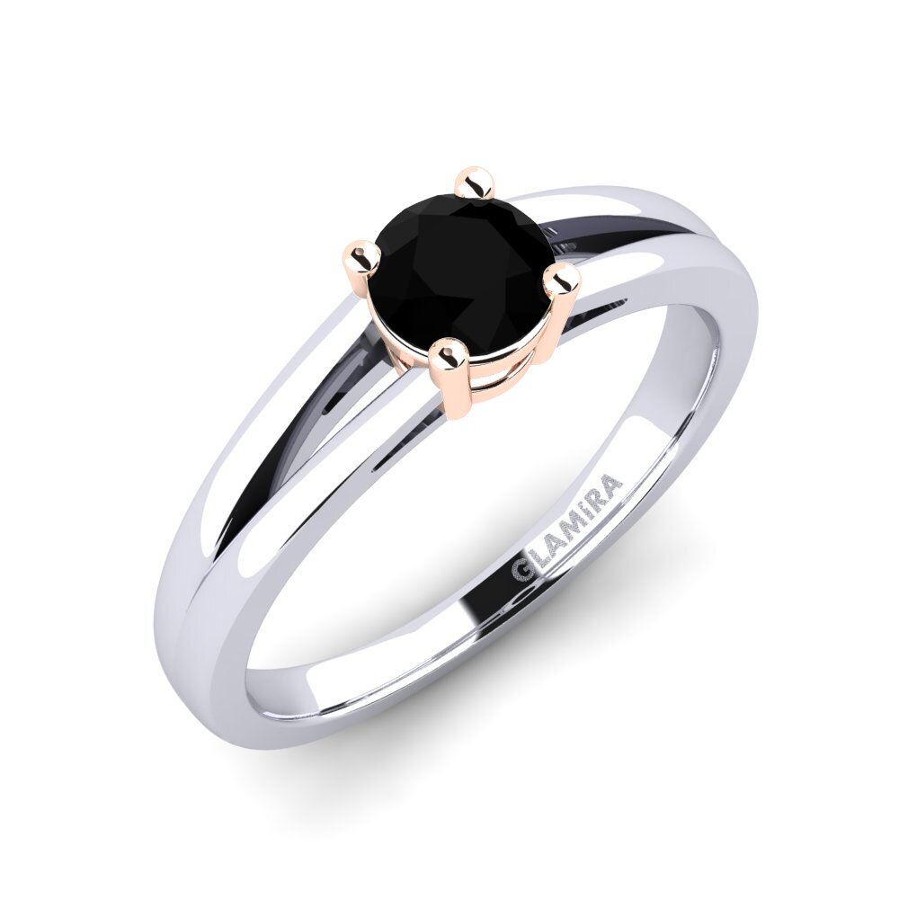 14ct White / Rose Gold Black Onyx Engagement Ring Ellie 0.5 crt