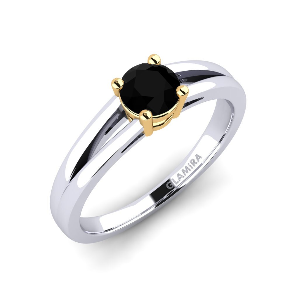 14ct White / Yellow Gold Black Sapphire Engagement Ring Ellie 0.5 crt