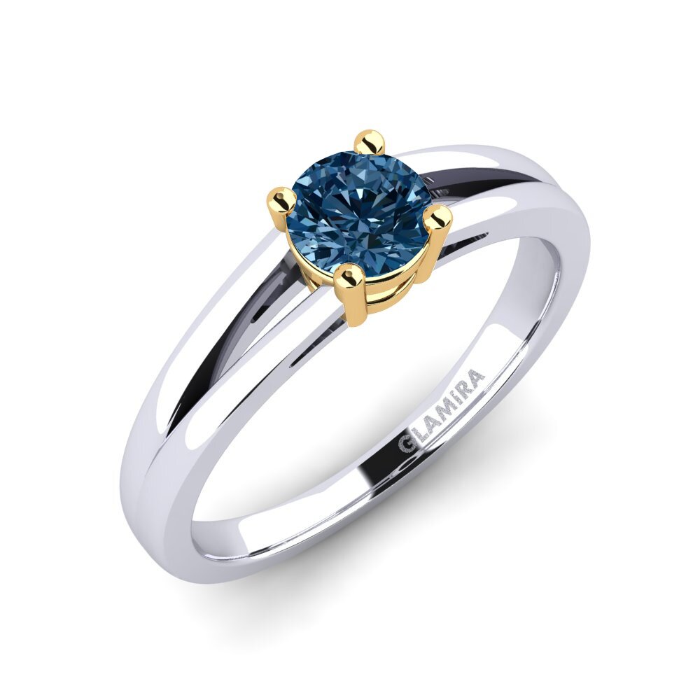 14ct White / Yellow Gold Blue Diamond Engagement Ring Ellie 0.5 crt