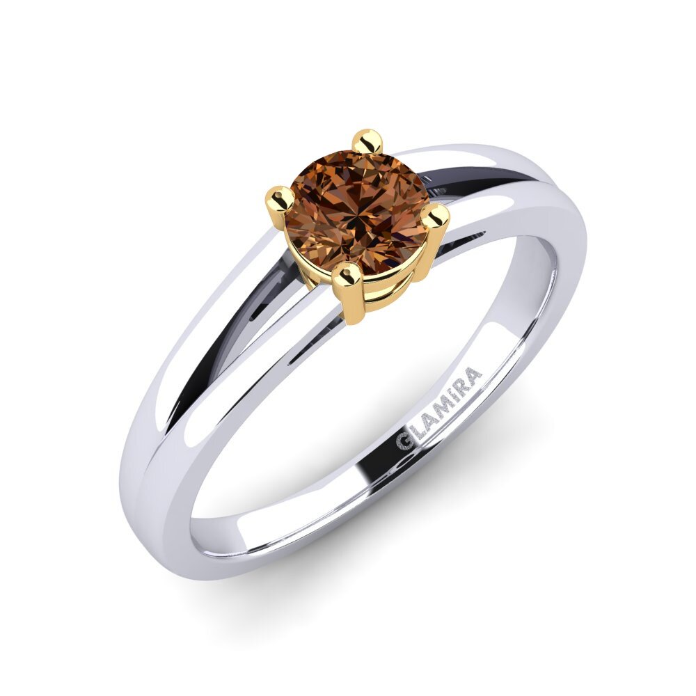 14ct White / Yellow Gold Brown Diamond Engagement Ring Ellie 0.5 crt