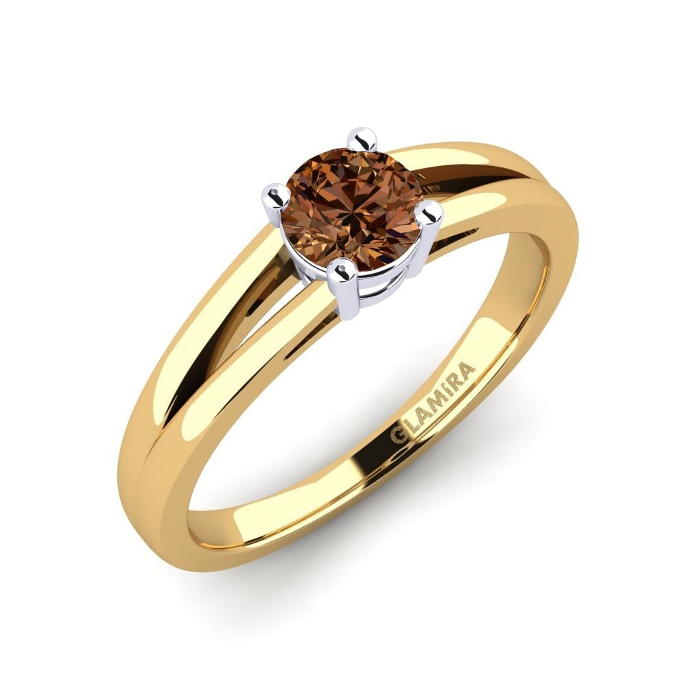 14ct Yellow / White Gold Brown Diamond Engagement Ring Ellie 0.5 crt