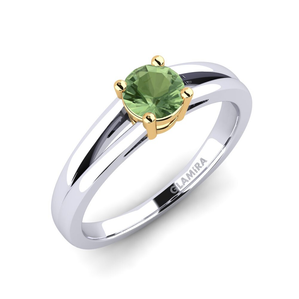 14ct White / Yellow Gold Green Sapphire Engagement Ring Ellie 0.5 crt