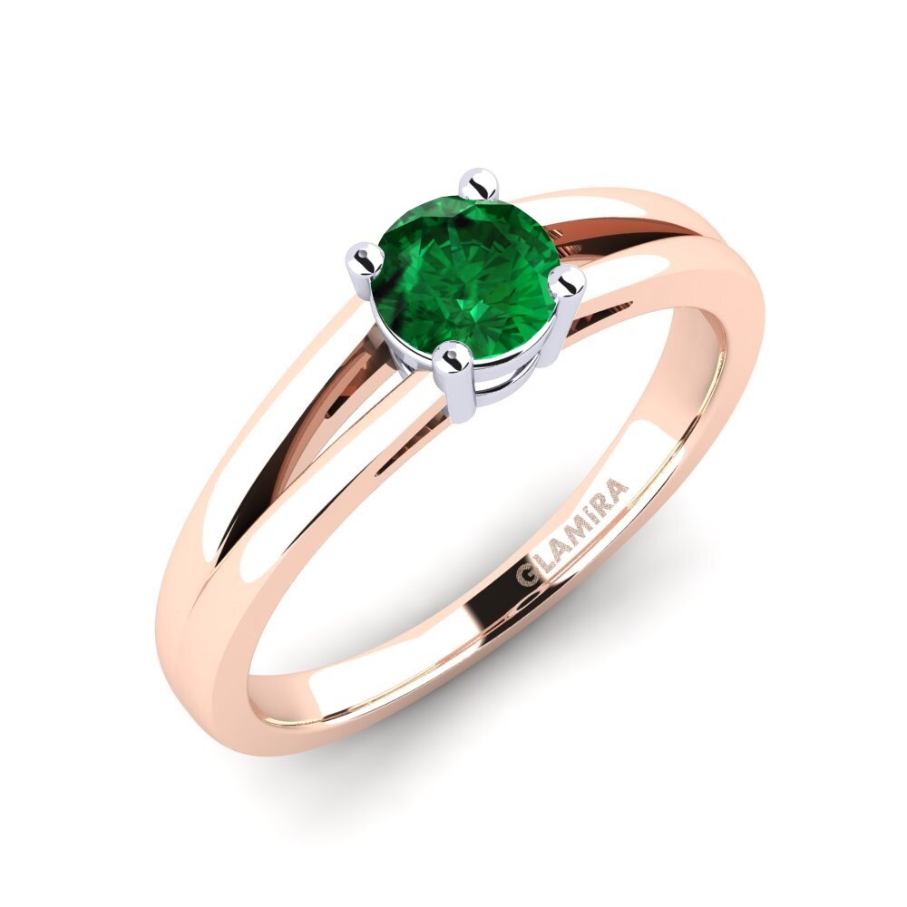 9ct Rose / White Gold Emerald (Lab Created) Engagement Ring Ellie 0.5 crt