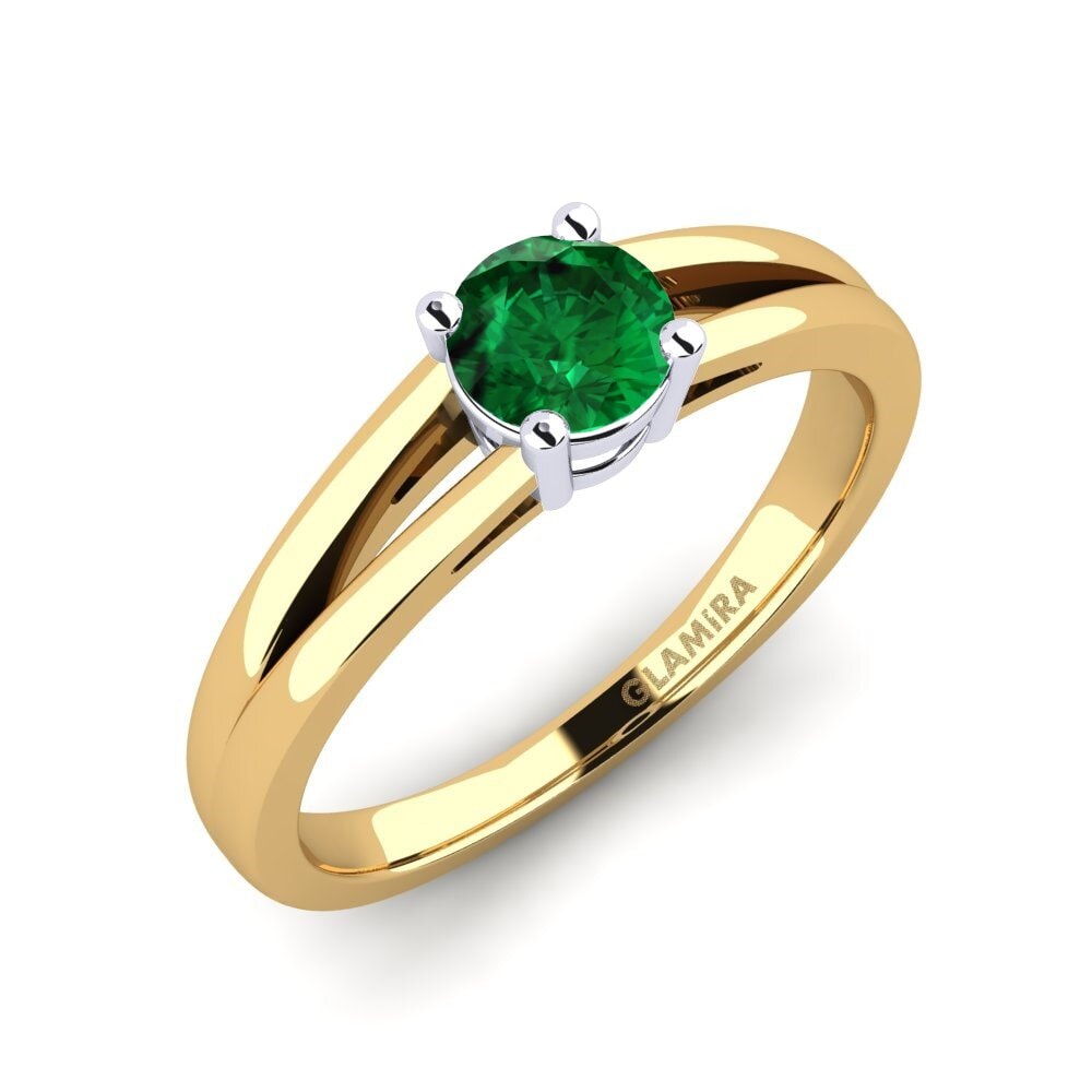 14ct Yellow / White Gold Emerald (Lab Created) Engagement Ring Ellie 0.5 crt