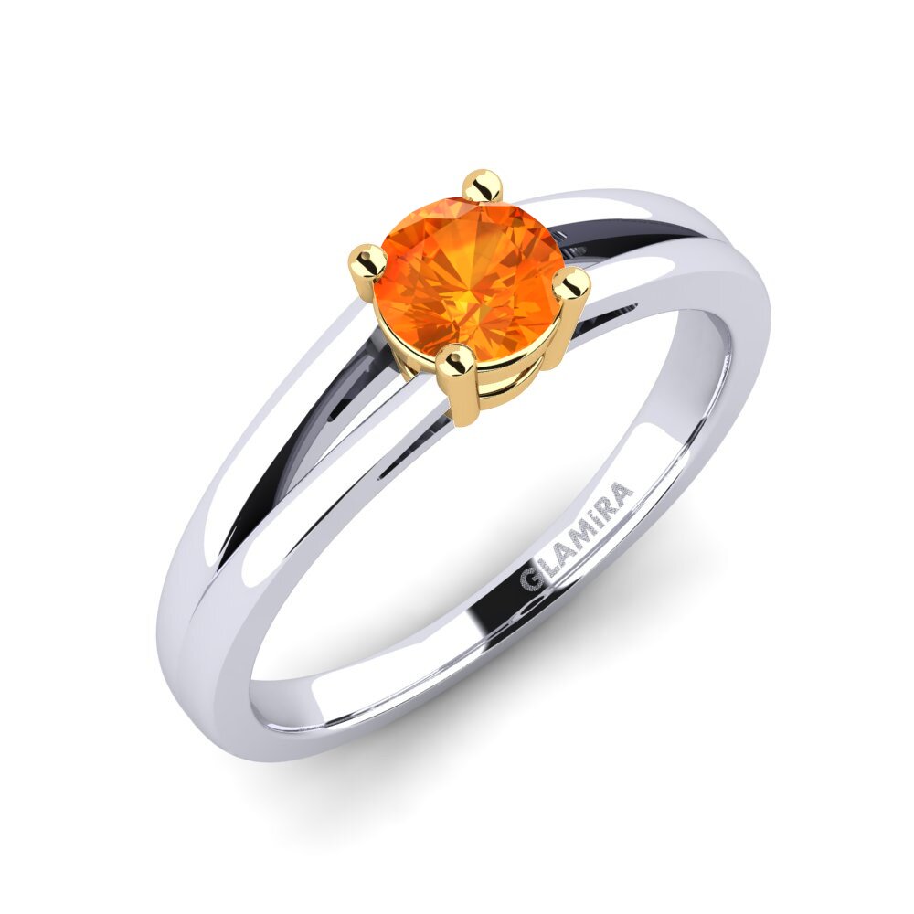 14ct White / Yellow Gold Orange Sapphire Engagement Ring Ellie 0.5 crt