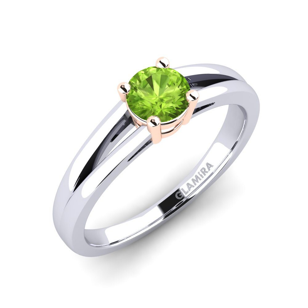 14ct White / Rose Gold Peridot Engagement Ring Ellie 0.5 crt