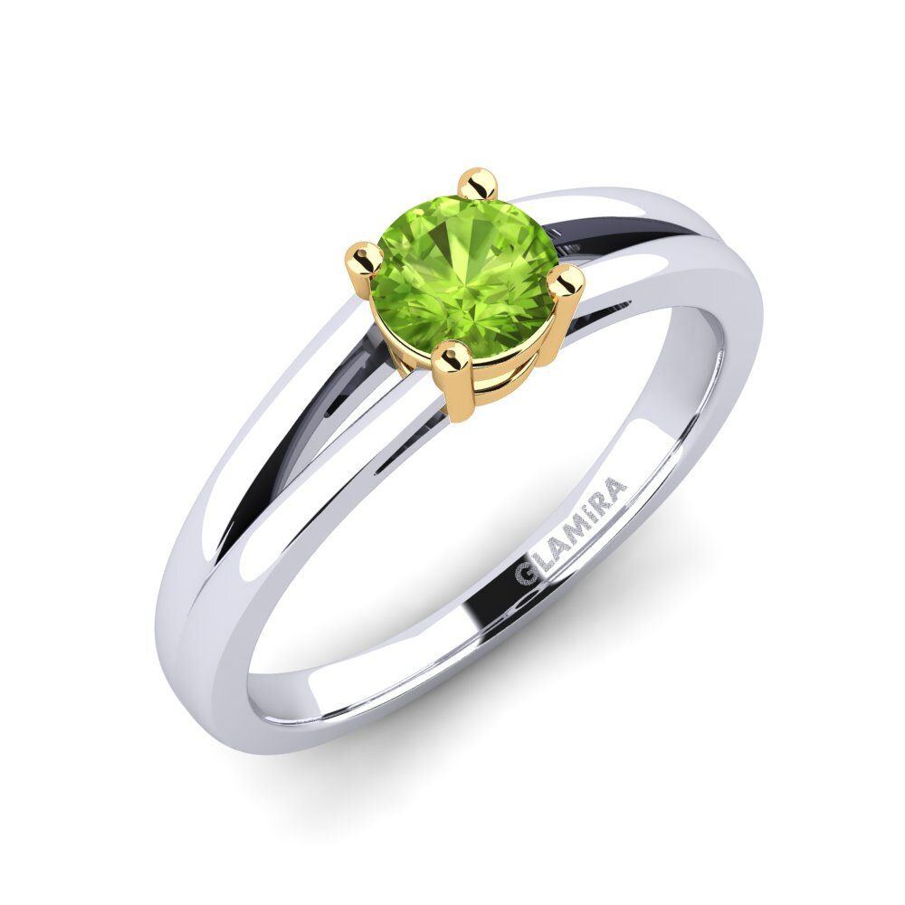 14ct White / Yellow Gold Peridot Engagement Ring Ellie 0.5 crt