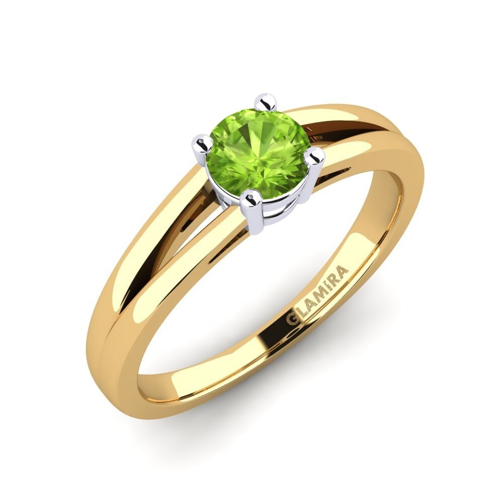 14ct Yellow / White Gold Peridot Engagement Ring Ellie 0.5 crt