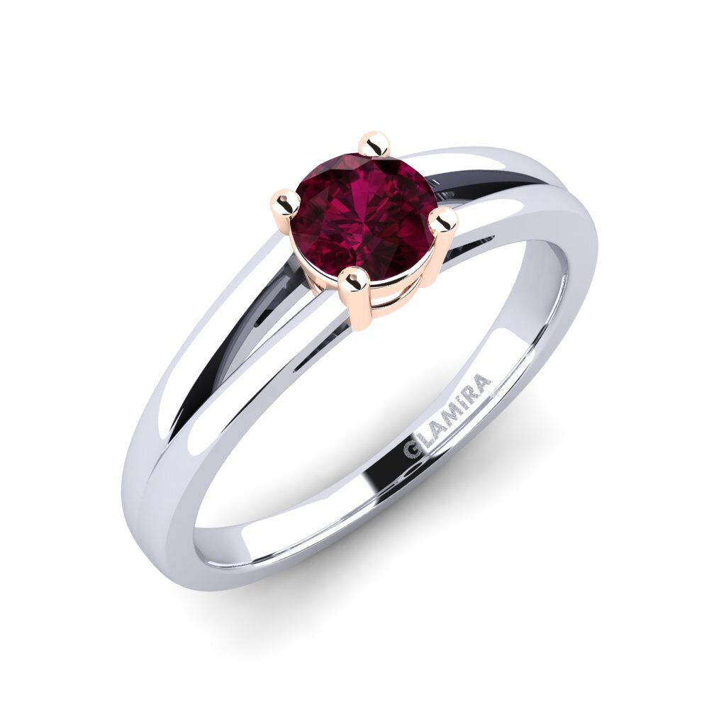18ct White & Rose Gold Rhodolite Garnet Engagement Ring Ellie 0.5 crt