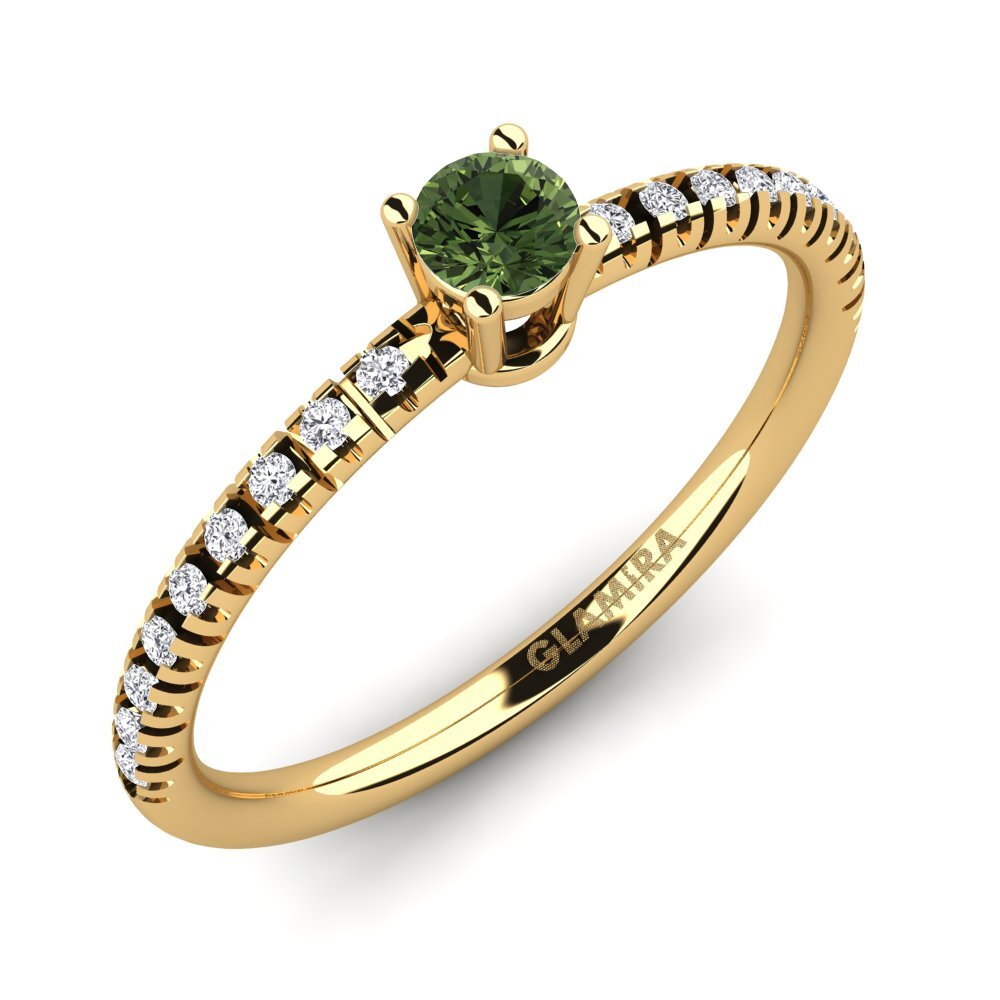 14ct Yellow Gold Green Sapphire Engagement Ring Empire