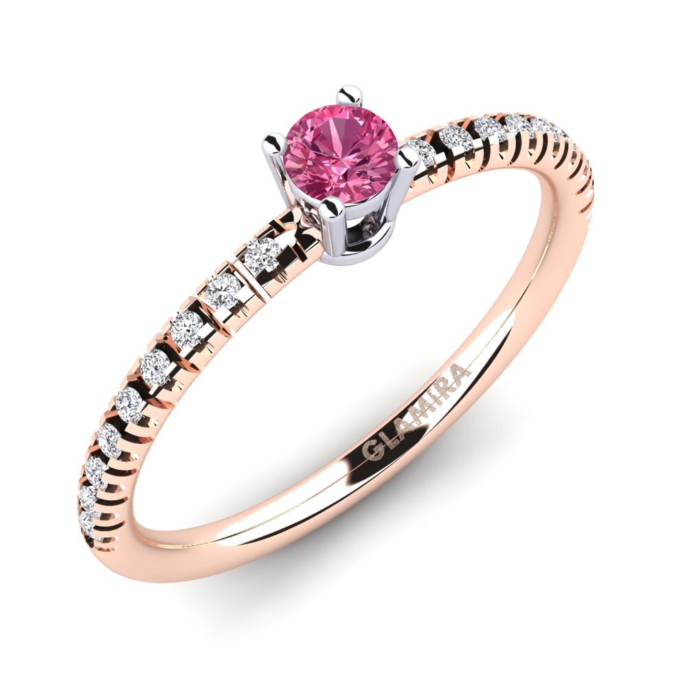 Or Rose & Blanc 14k Bague de fiançailles Empire