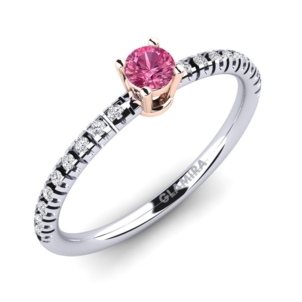 Or Blanc & Rose 14k Bague de fiançailles Empire