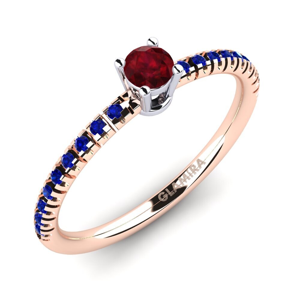 14K Rood & Wit Goud Robijn Verlovingsring Empire