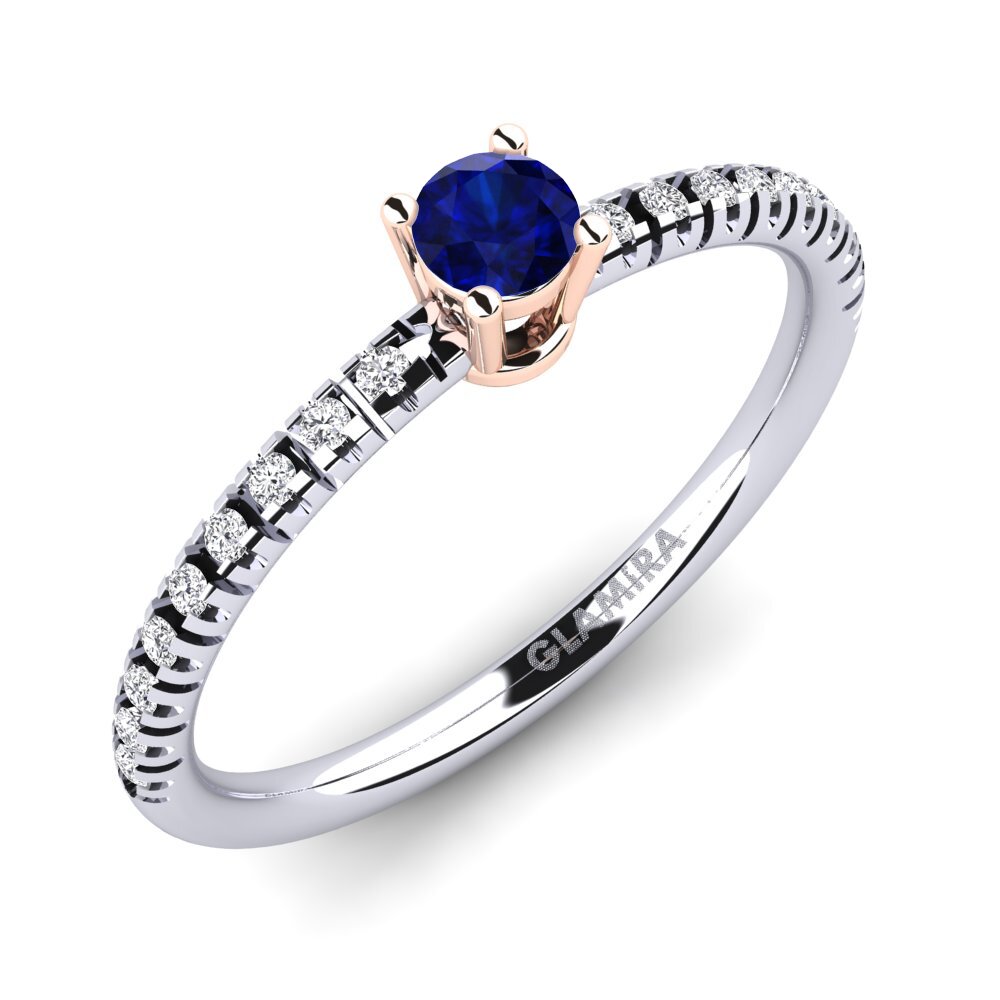 18ct White / Rose Gold Sapphire Engagement Ring Empire