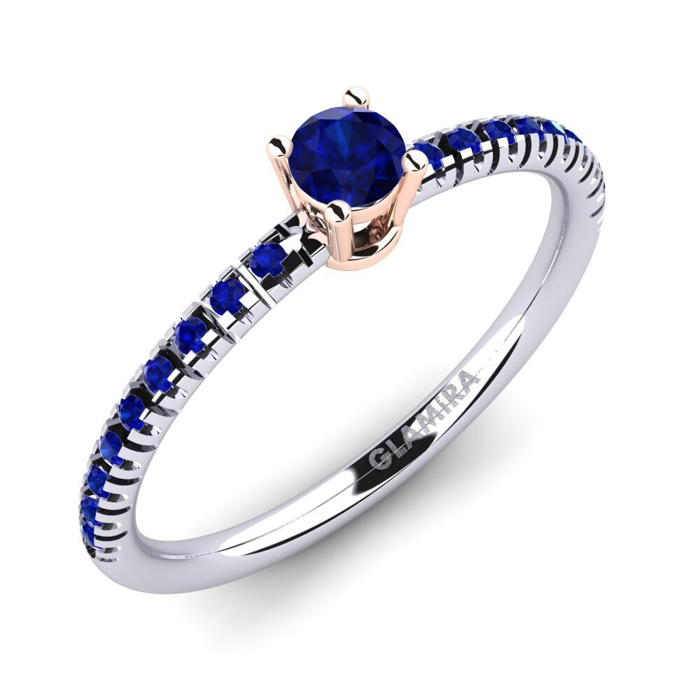 14K Wit & Rood Goud Saffier Verlovingsring Empire