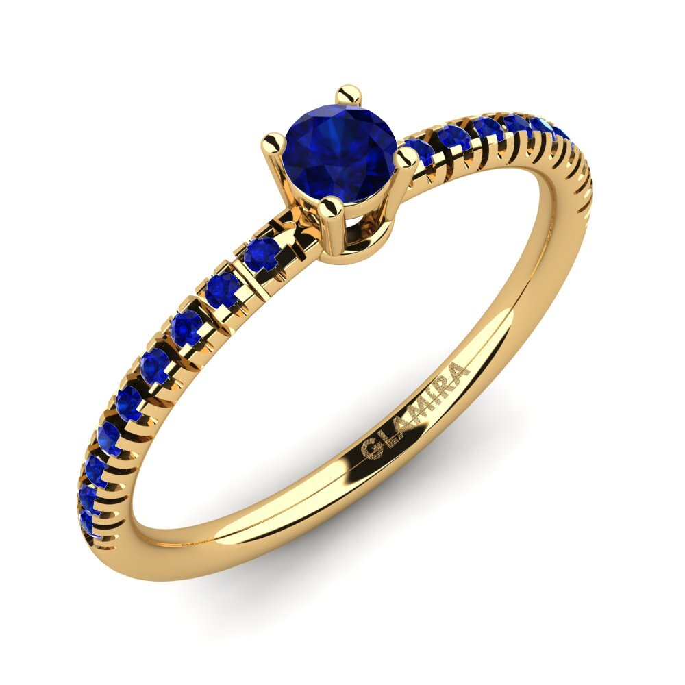 14K Geel Goud Saffier Verlovingsring Empire