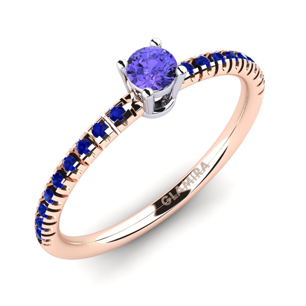 14k Oro Rosa & Blanco Anillo de compromiso Empire