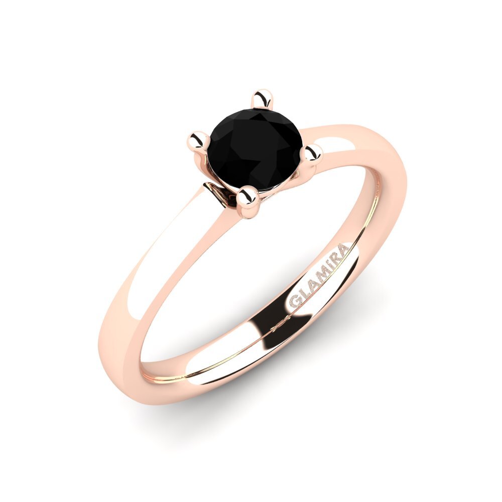 Or rose 585 Diamant Noir Bague de fiançailles Ersilia 0.5 crt