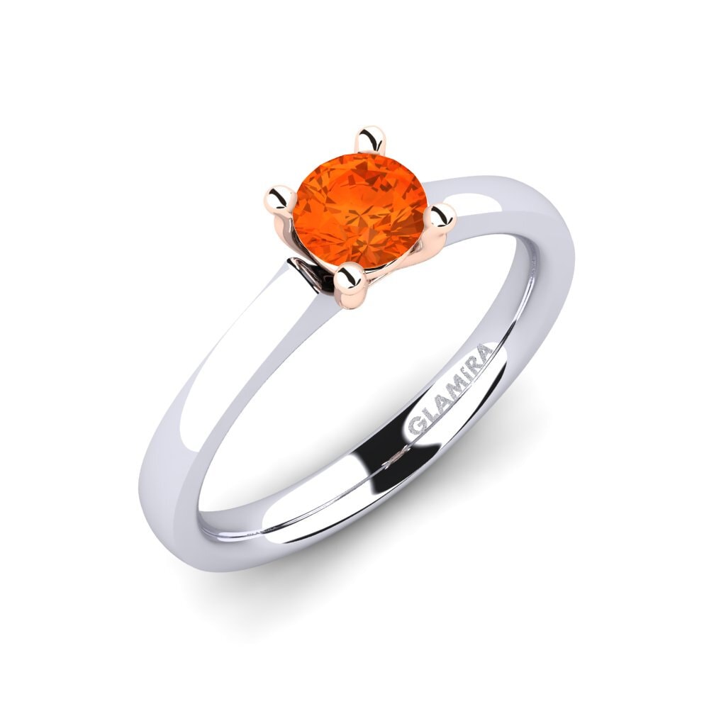 14ct White & Rose Gold Fire Opal Engagement Ring Ersilia 0.5 crt