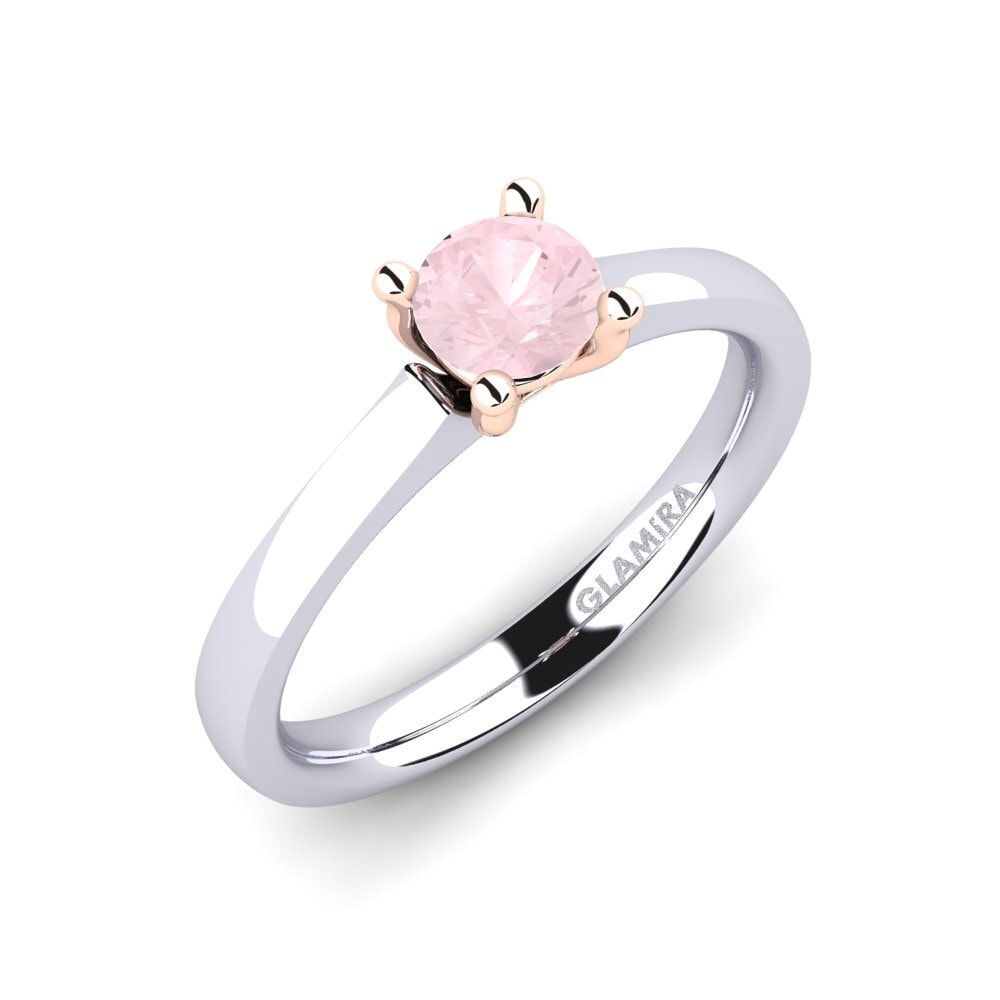 14ct White & Rose Gold Rose Quartz Engagement Ring Ersilia 0.5 crt