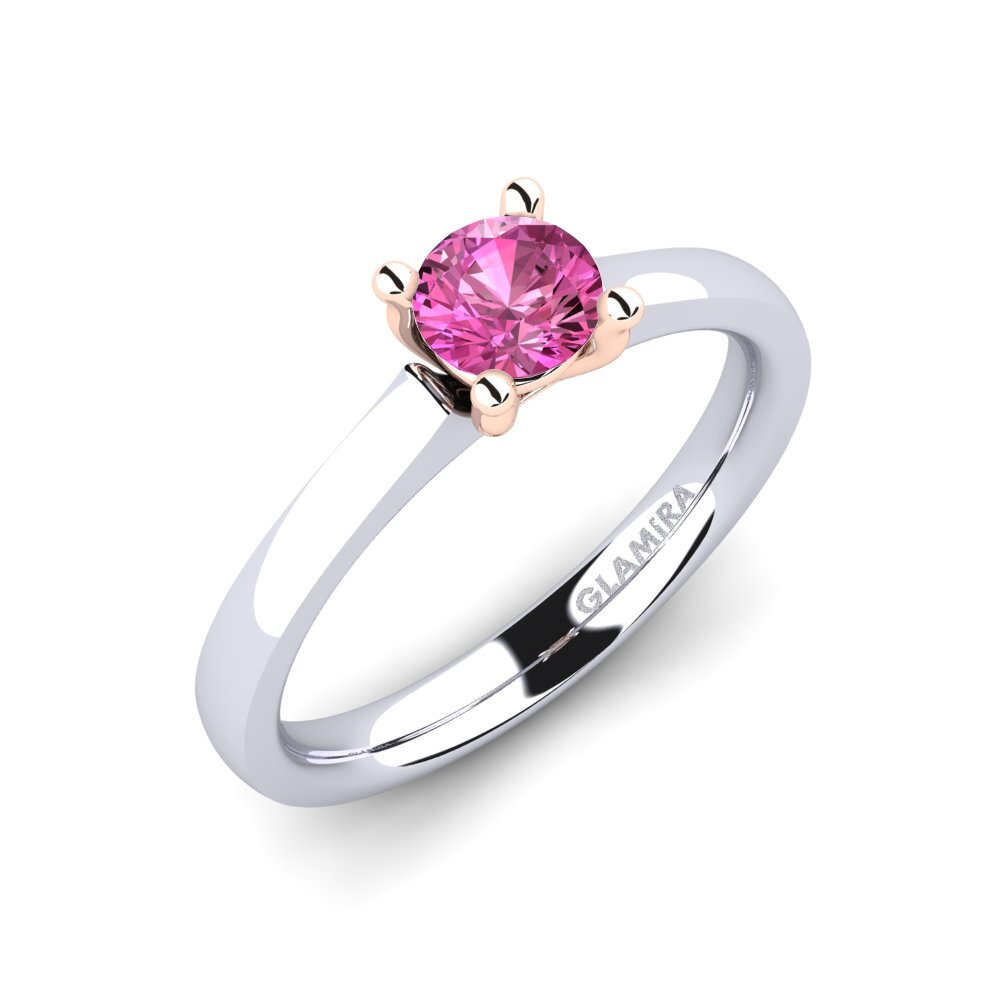 14ct White & Rose Gold Pink Topaz Engagement Ring Ersilia 0.5 crt