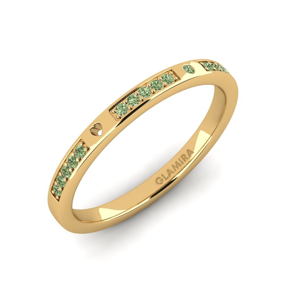 18k Oro Amarillo Diamante Verde Anillo de Mujer Expai Women
