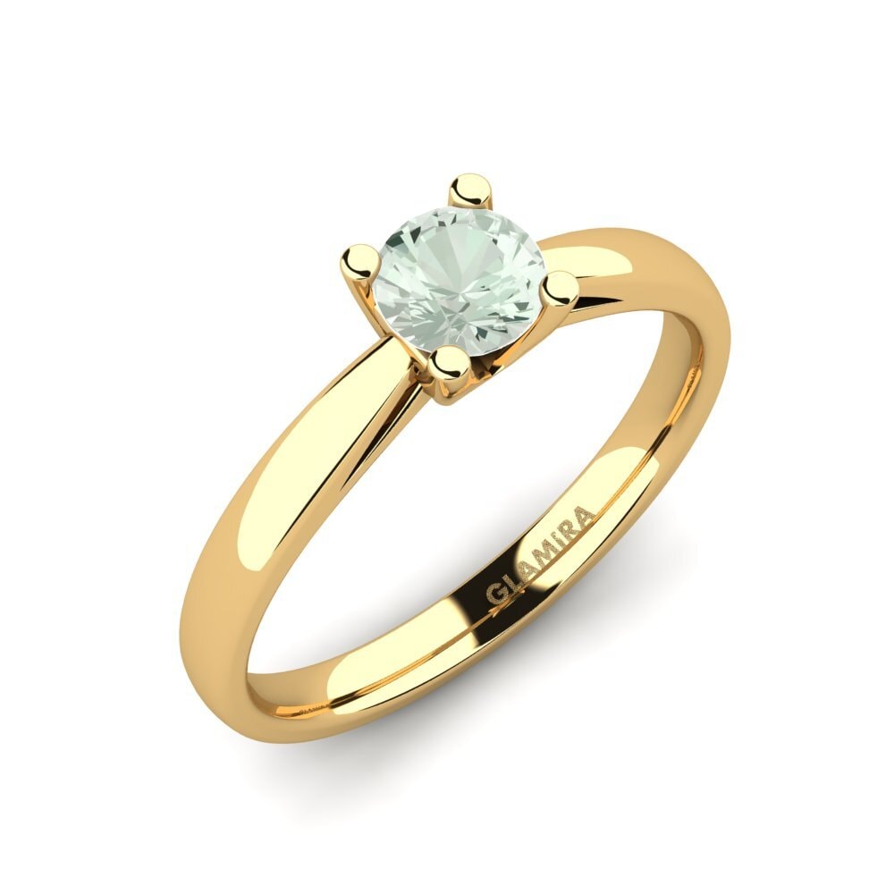 14ct Yellow Gold Green Amethyst Engagement Ring Grace 0.5crt