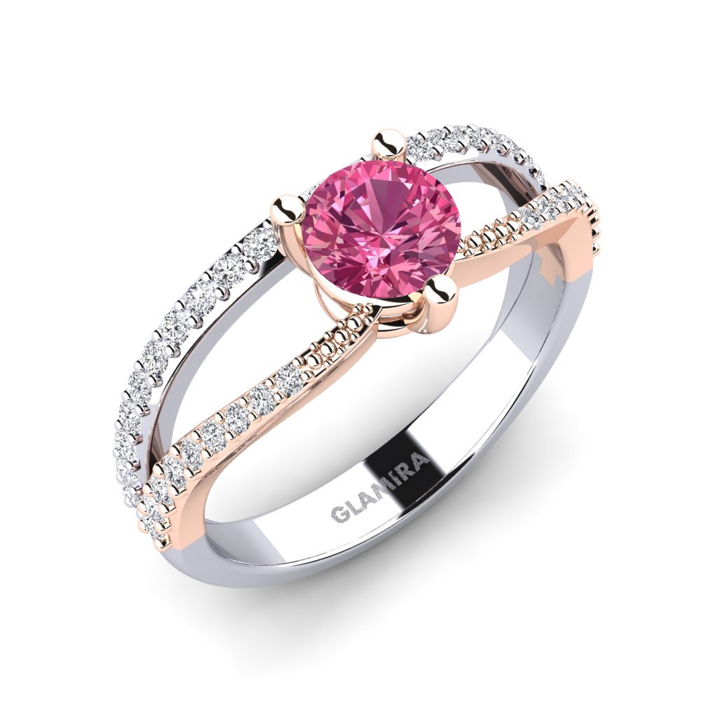 14ct White & Rose Gold Pink Tourmaline Engagement Ring Gricl
