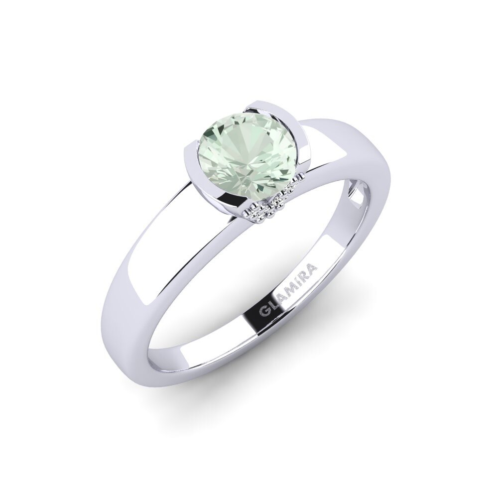 950 Palladium Groene Amethist Verlovingsring Gwen