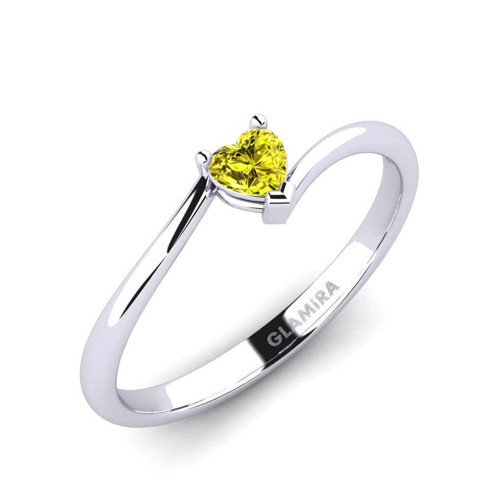 Yellow Diamond Engagement Ring Hearteye 3.5 mm