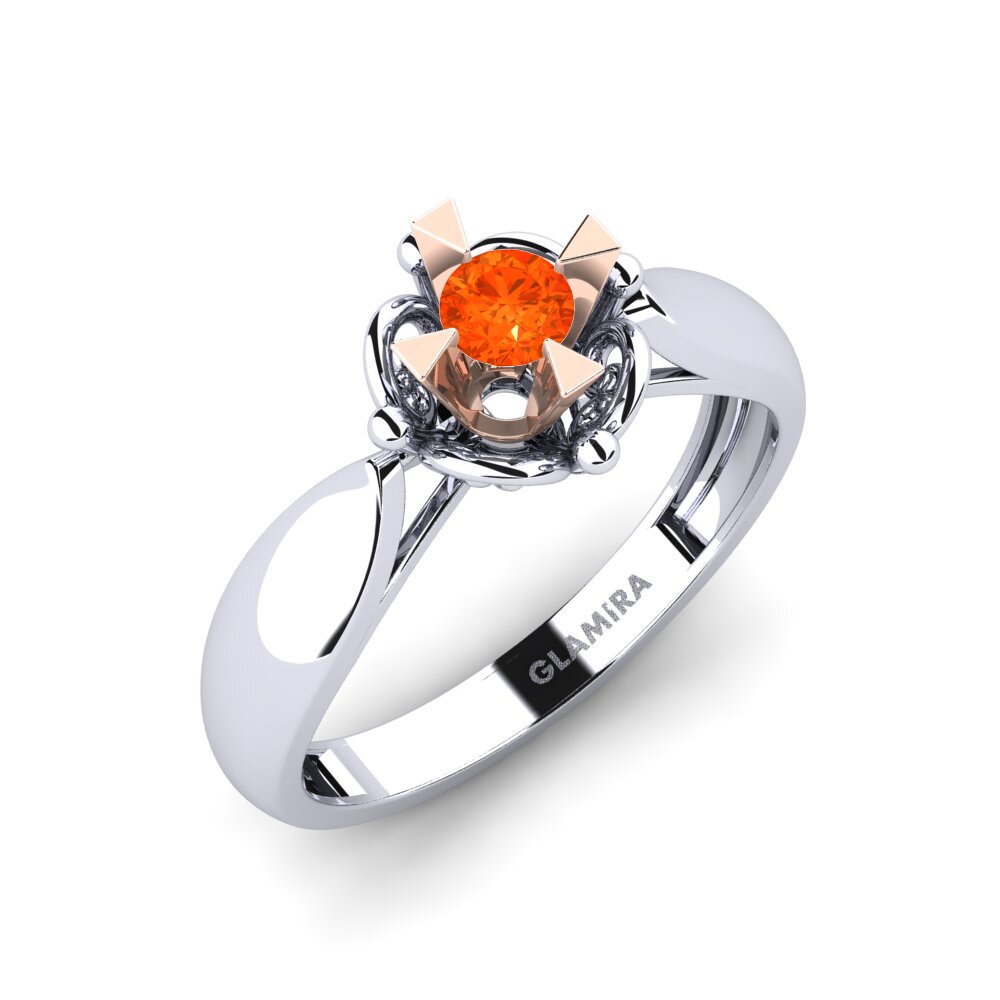 14ct White & Rose Gold Fire Opal Engagement Ring Indifferently